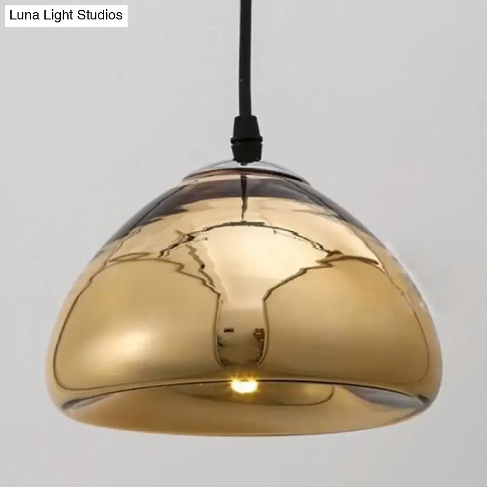 Postmodern Blown Glass Pendant Light - Recessed Shade, 1 Head - Ideal for Restaurants and Ceilings