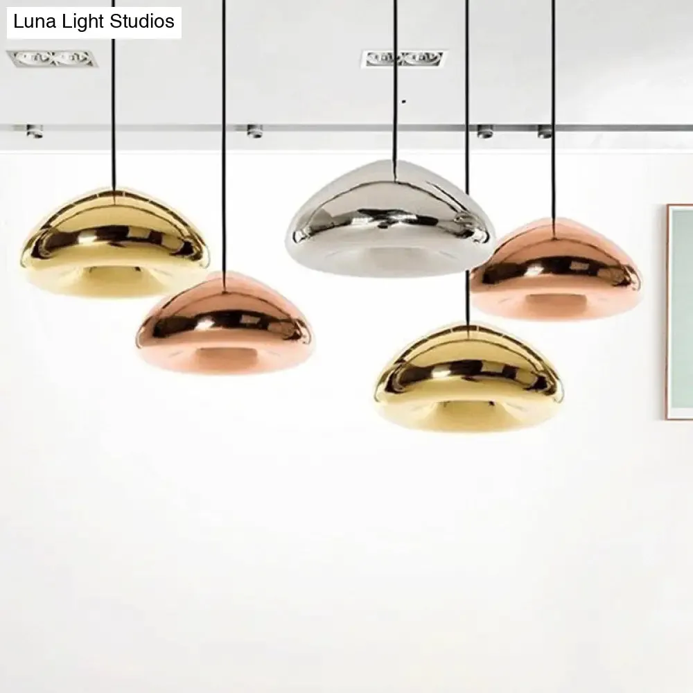 Postmodern Blown Glass Pendant Light - Recessed Shade, 1 Head - Ideal for Restaurants and Ceilings