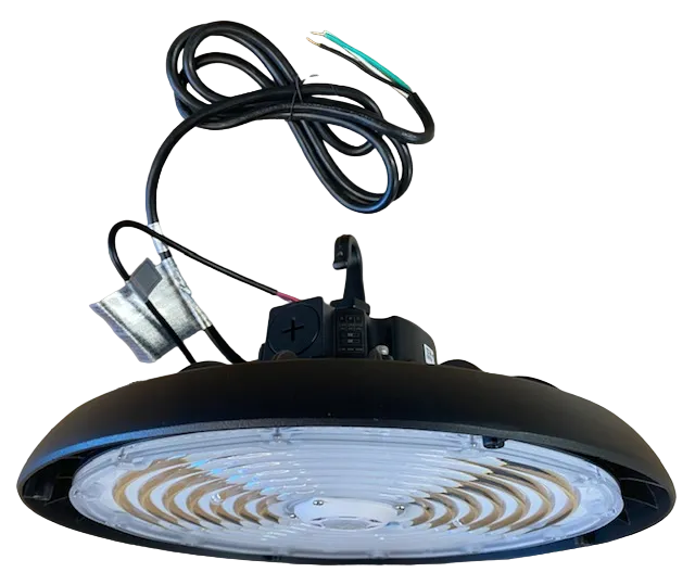 PRO-SELECT 22,500 LUMEN UFO High Bay 150lm/w  150w/120w/100w Selectable 3500K/4000K/5000K Tunable W/Pre-Installed 12V 3-PIN HAISEN Sensor Socket w/6ft Whip Cord