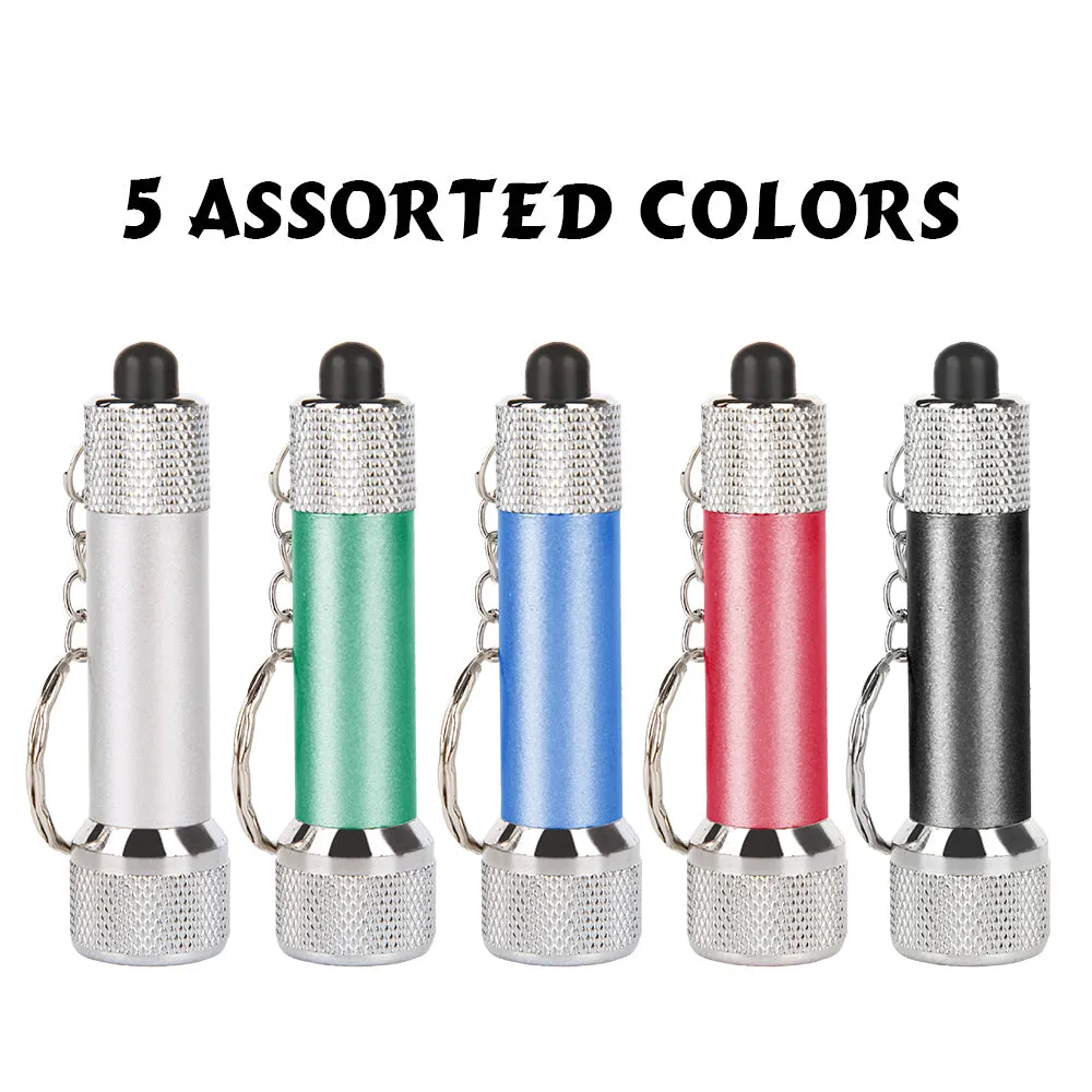 PROLOSO Mini LED Flashlight Keychains Torch Key Rings Bulk Party Favors for Kids 20 Pack