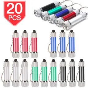 PROLOSO Mini LED Flashlight Keychains Torch Key Rings Bulk Party Favors for Kids 20 Pack