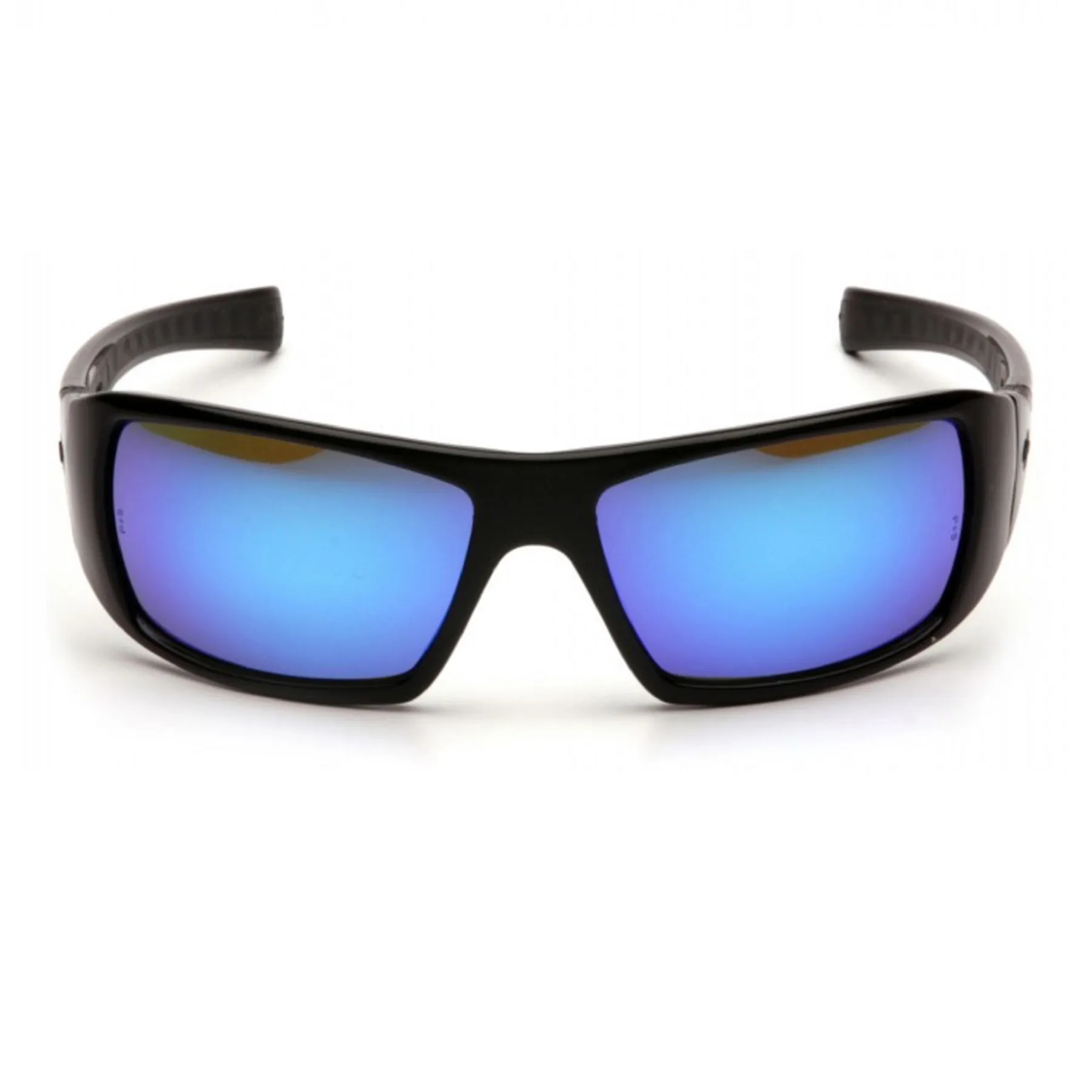 Pyramex Goliath Safety Glasses, Ice Blue Morror Lens with Black Frame, Rubber Temples, Sporty Style Sunglass, SB5665D