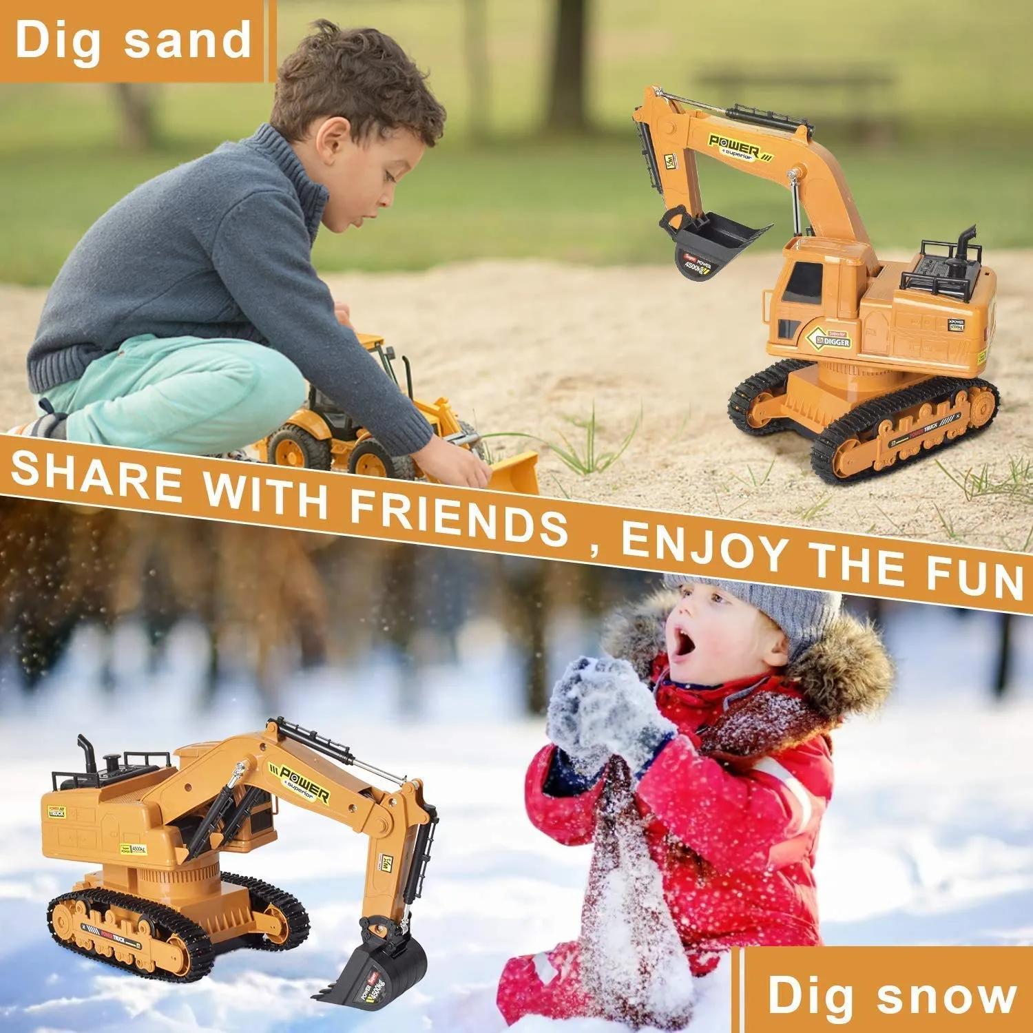 Remote Control Excavator Toys 1:20 Rechargeable RC Construction Vehicles