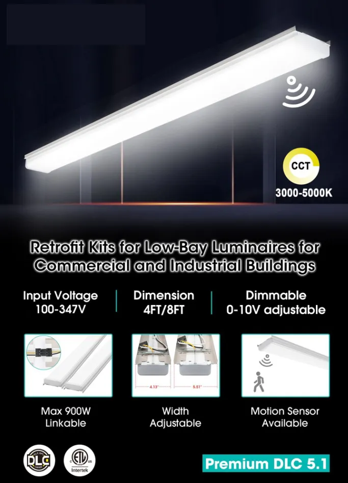 Retro-Fit Lighting 4ft 38w Dimmable 140 lm/w 5000K FROSTED LENS (Rebate Qualifying)