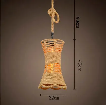 Retro iron hemp rope pendant lights Bar cafe dinning room Warehouse bird cage Hand Knitted Hemp rope hanging lamp industria