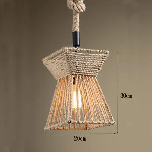 Retro iron hemp rope pendant lights Bar cafe dinning room Warehouse bird cage Hand Knitted Hemp rope hanging lamp industria