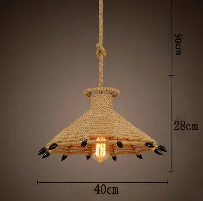 Retro iron hemp rope pendant lights Bar cafe dinning room Warehouse bird cage Hand Knitted Hemp rope hanging lamp industria