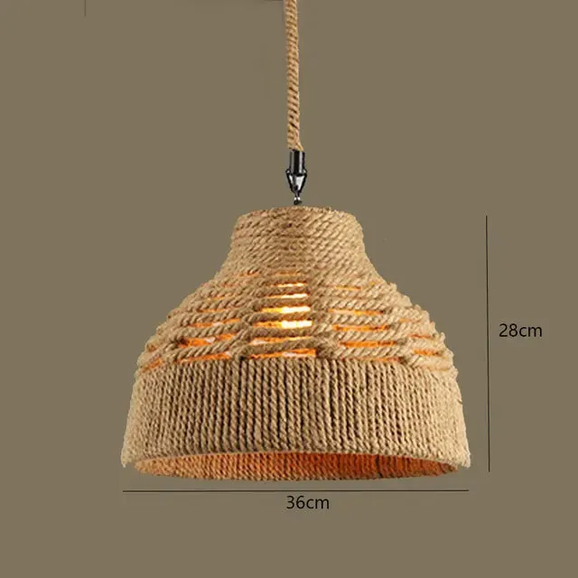 Retro iron hemp rope pendant lights Bar cafe dinning room Warehouse bird cage Hand Knitted Hemp rope hanging lamp industria