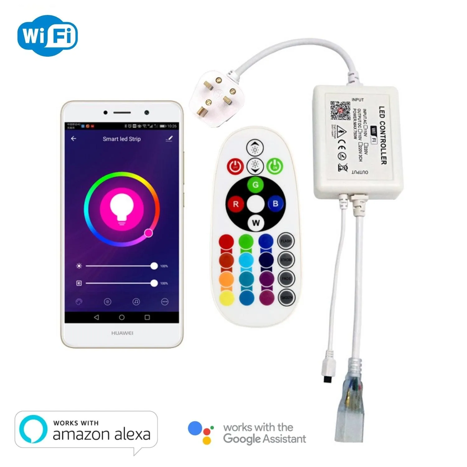 RGB LED Strip 220V 240V 120 LEDs/m IP65 Waterproof WIFI App Control Work With Google & Alexa