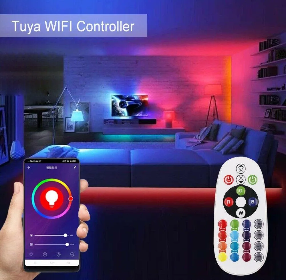 RGB LED Strip 220V 240V 120 LEDs/m IP65 Waterproof WIFI App Control Work With Google & Alexa