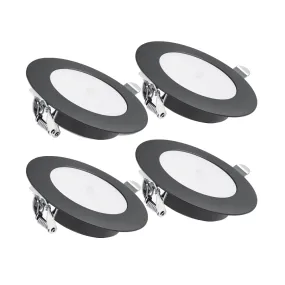 RV Boat LED Puck Light, 12V Recessed Ceiling Light Under Cabinet with Press Dimmer, Dimmable White Light & Blue Nightlight, 3-1/4” Full Aluminum 4-Pack