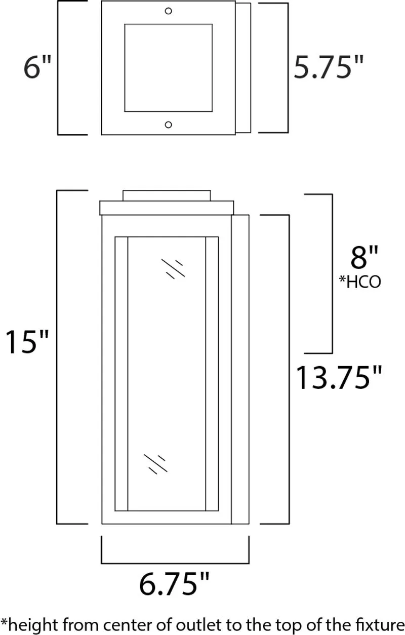 Salon 6" x 15" Single Light Outdoor Wall Sconce in Black