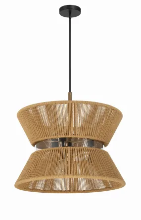 Serena 6-Light Pendant in Flat Black & Walnut