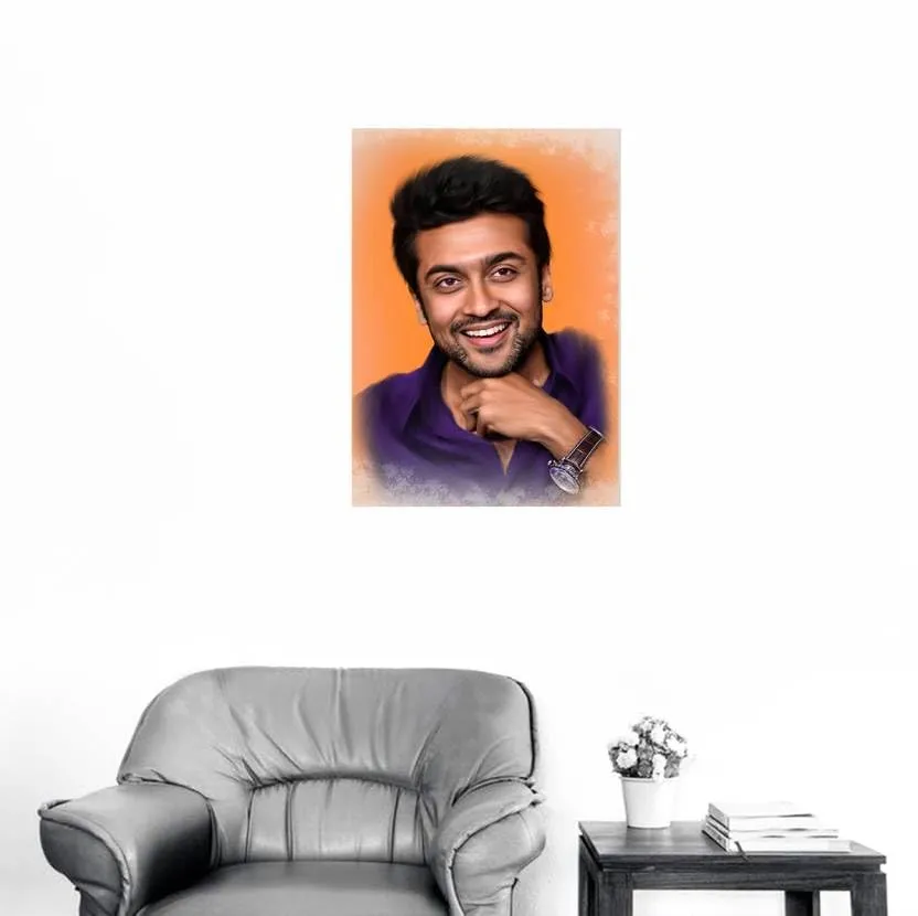 SHIVOID®Suriya Wall Sticker - Cute Smile Actor Suriya Poster - Self-Adhesive Sticker (30 cm, Pack of 1)