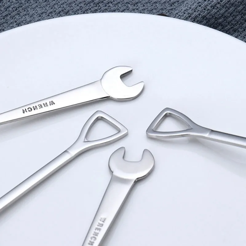 Shovel Wrench Shaped Dessert Forks Teaspoon Kitchen Teaspoon