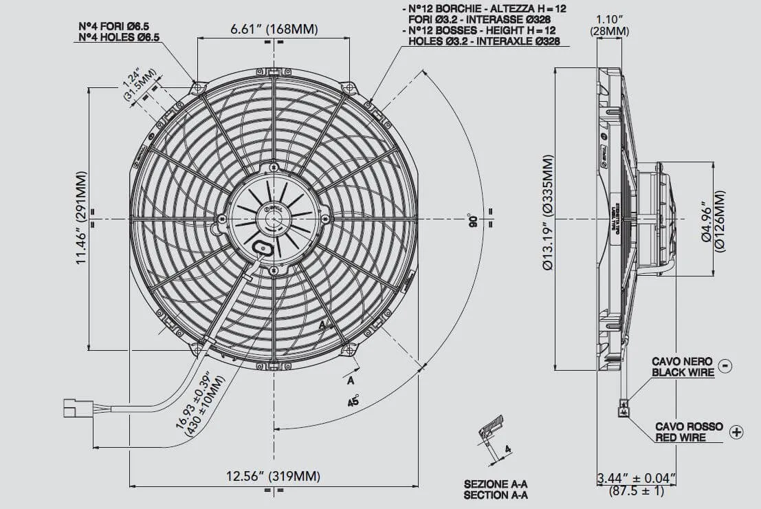 SPAL Electric Radiator Fan (12" - Pusher Style - 1380 CFM) 30102030