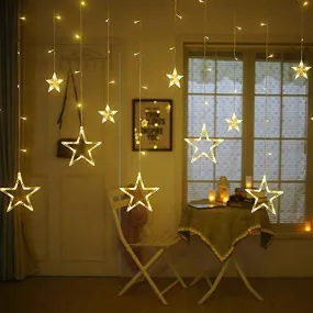 Star Led Curtain 12 Stars, 138 Led Lights Warm White