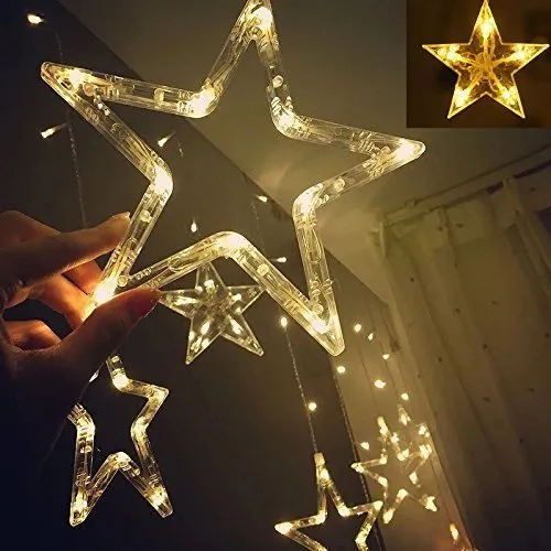 Star Led Curtain 12 Stars, 138 Led Lights Warm White