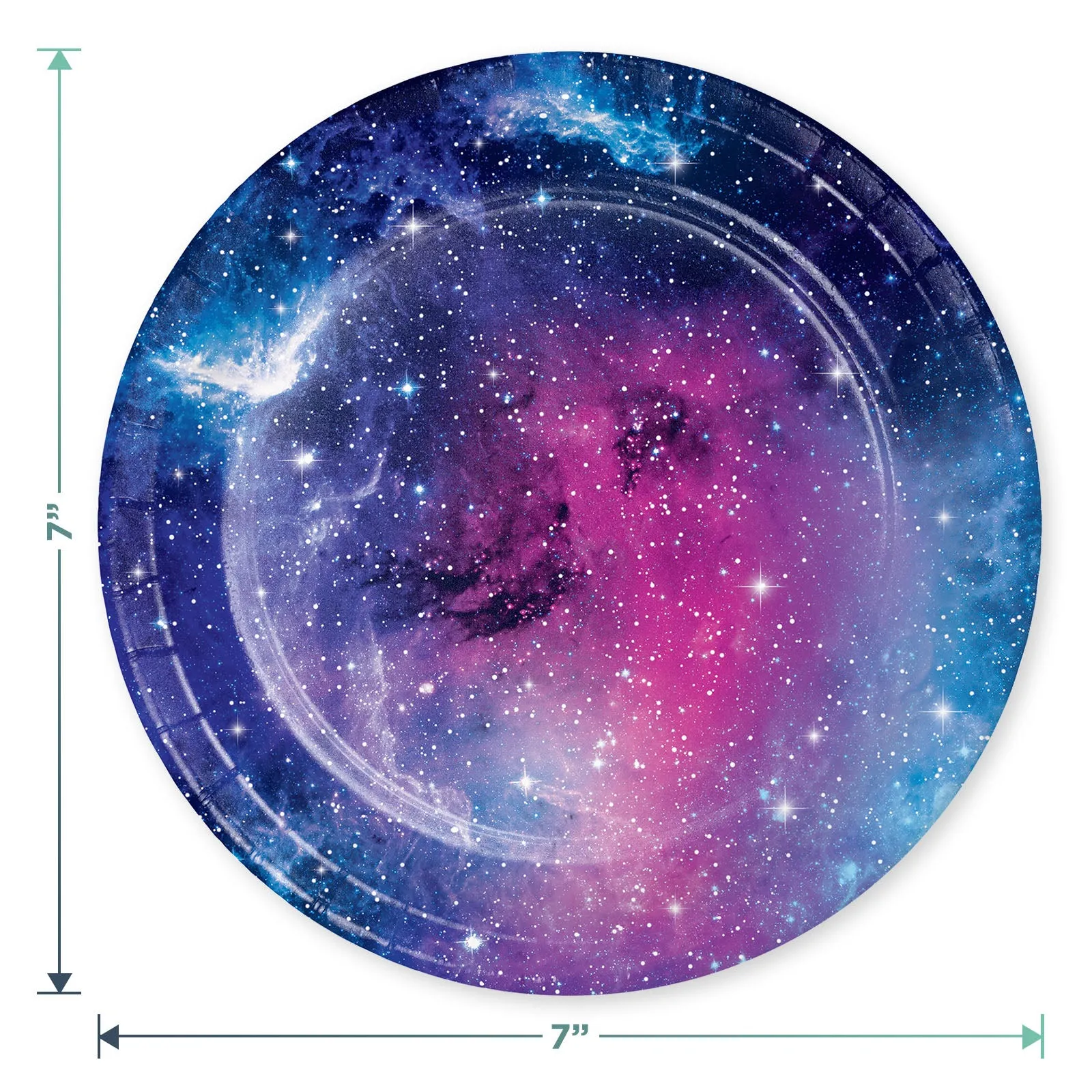 Starry Night Table Cover with Galaxy Paper Dessert Plates and Beverage Napkins (Serves 16)