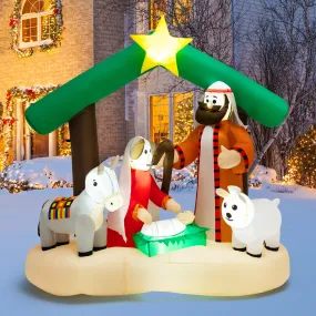 Tangkula 6.7 FT Christmas Inflatable Nativity Scene with LED Lights & Built-in Air Blower