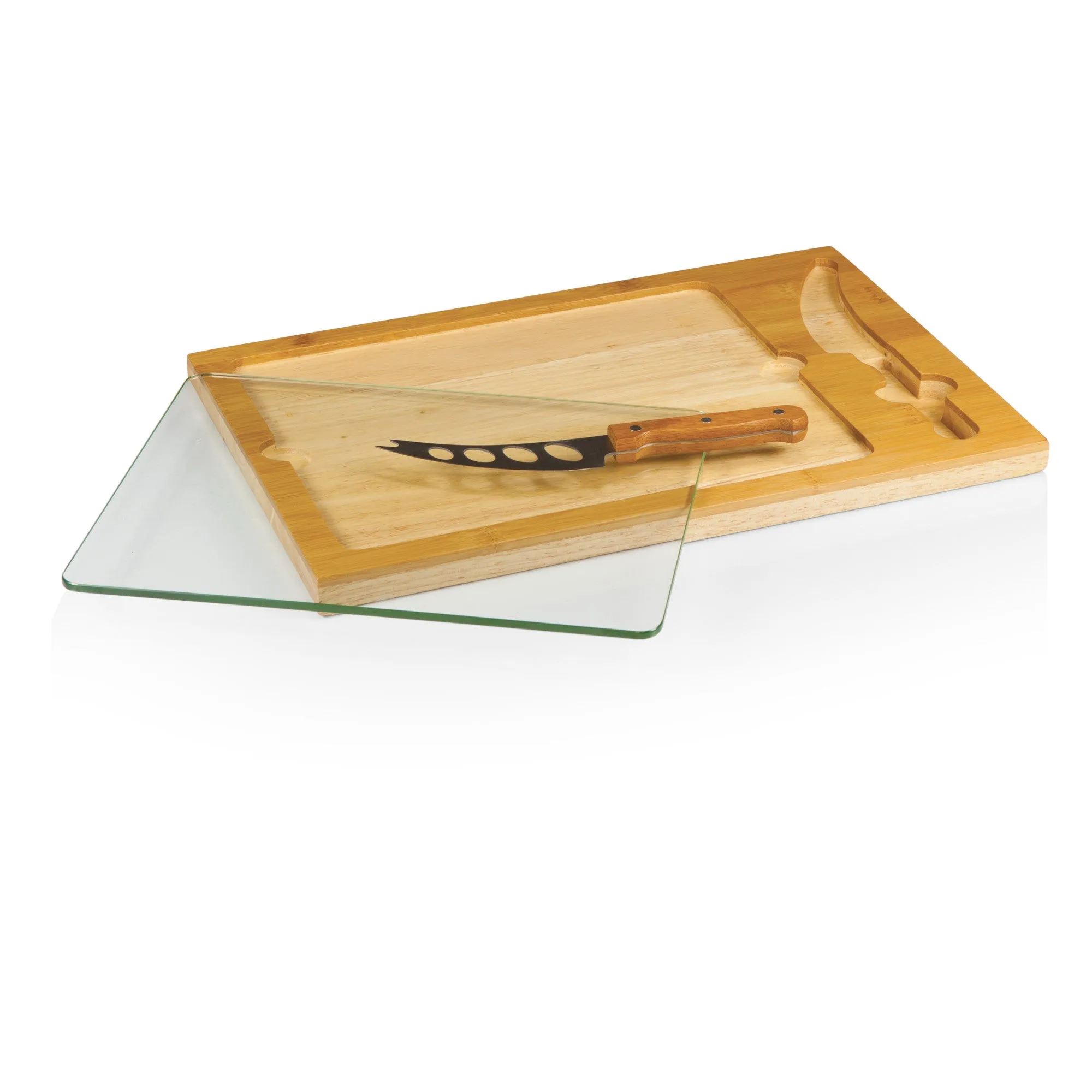 Tennessee Titans Football Field - Icon Glass Top Cutting Board & Knife Set