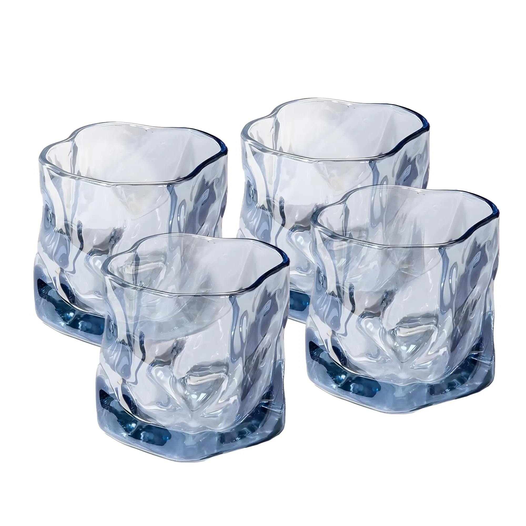 The Better Home Zest Juice Glasses Set of 4 (230ml Each) | Water Glasses | Cold Drink Glass | Lead Free Drinking Glasses | Kitchen Gift Items | Kaanch Ke Glass | Housewarming Gifts (Blue)