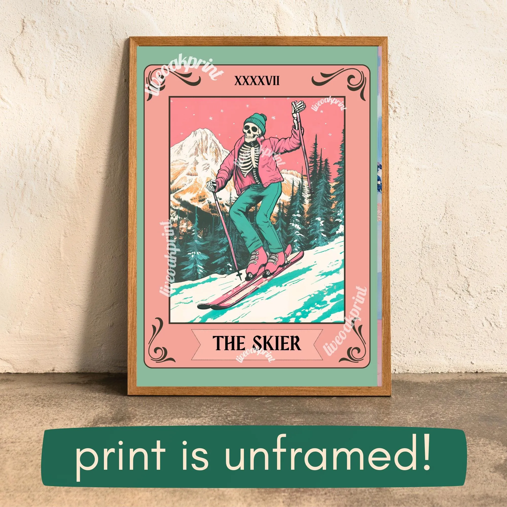 The Skier Tarot Print – Skiing Wall Art – Ski Decor  – Gift for Skiers – Ski Wall Decor - Ski Print - Skiing Gift - Funky Ski Wall Decor