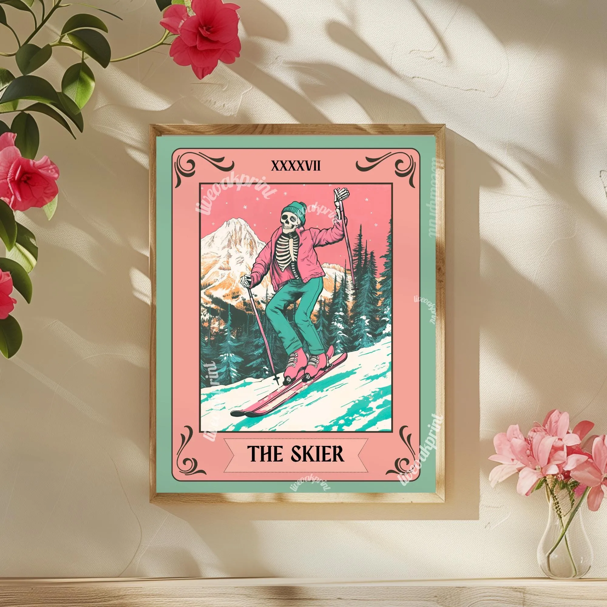 The Skier Tarot Print – Skiing Wall Art – Ski Decor  – Gift for Skiers – Ski Wall Decor - Ski Print - Skiing Gift - Funky Ski Wall Decor