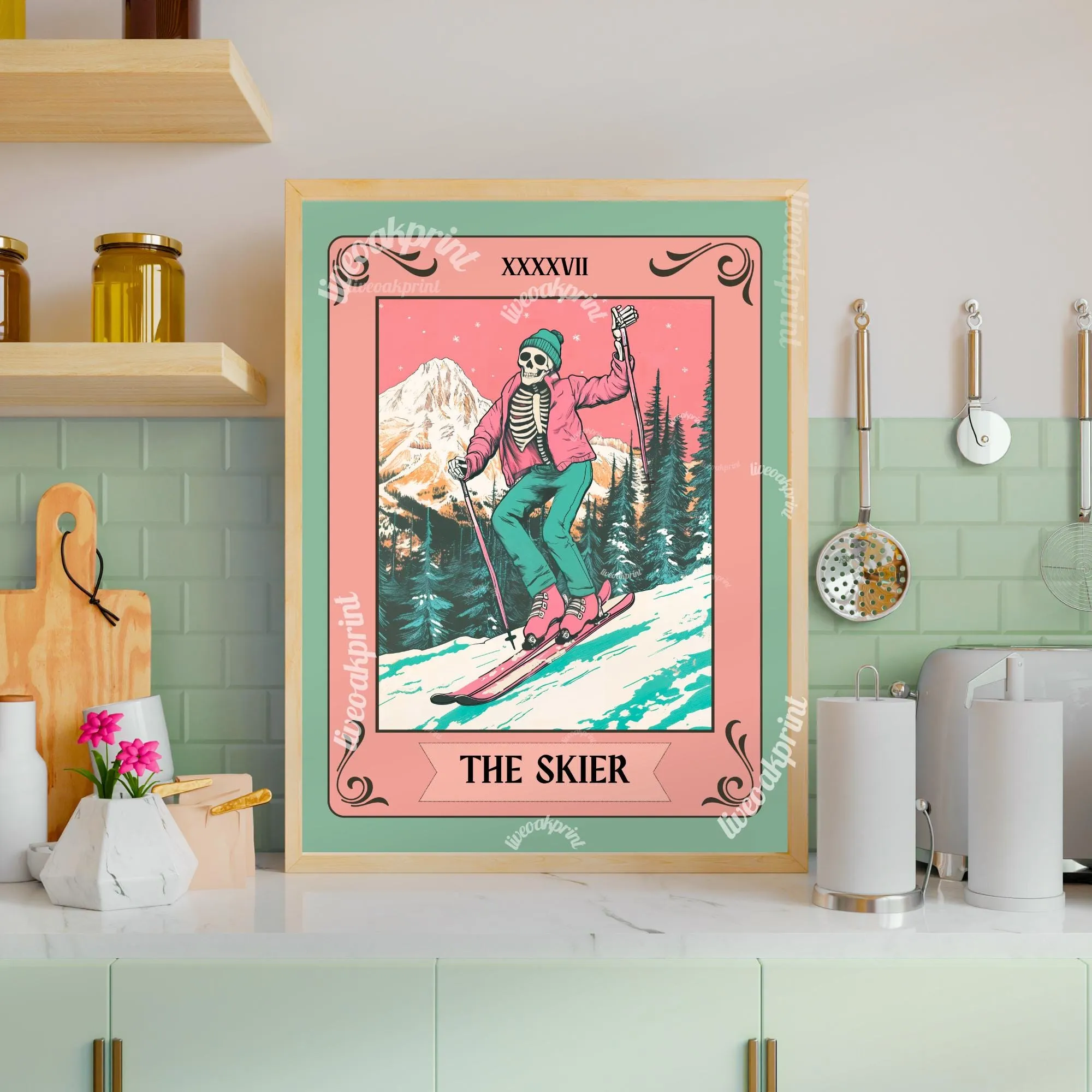 The Skier Tarot Print – Skiing Wall Art – Ski Decor  – Gift for Skiers – Ski Wall Decor - Ski Print - Skiing Gift - Funky Ski Wall Decor