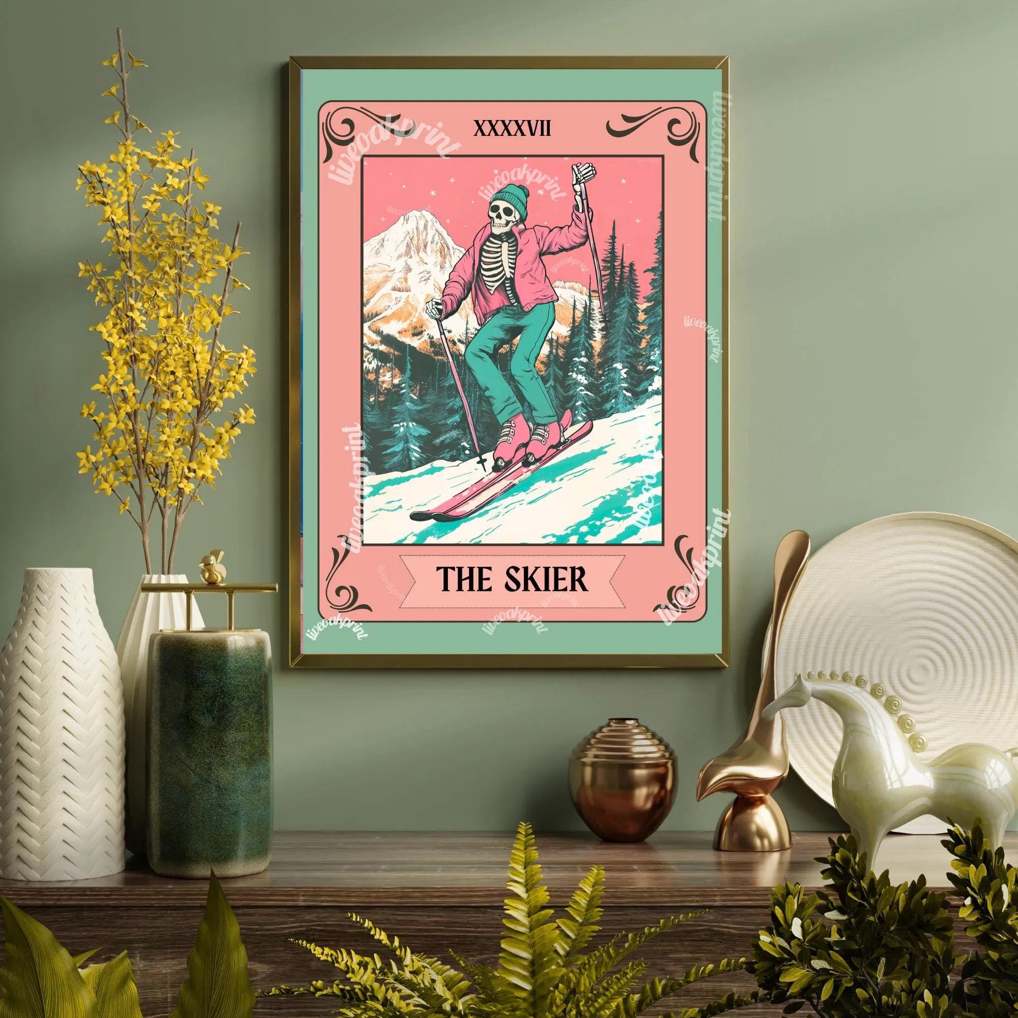 The Skier Tarot Print – Skiing Wall Art – Ski Decor  – Gift for Skiers – Ski Wall Decor - Ski Print - Skiing Gift - Funky Ski Wall Decor