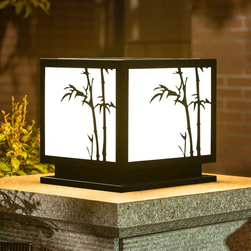 Traditional Chinese Solar Square Stainless Steel Acrylic LED Outdoor Landscape Light For Outdoor Patio