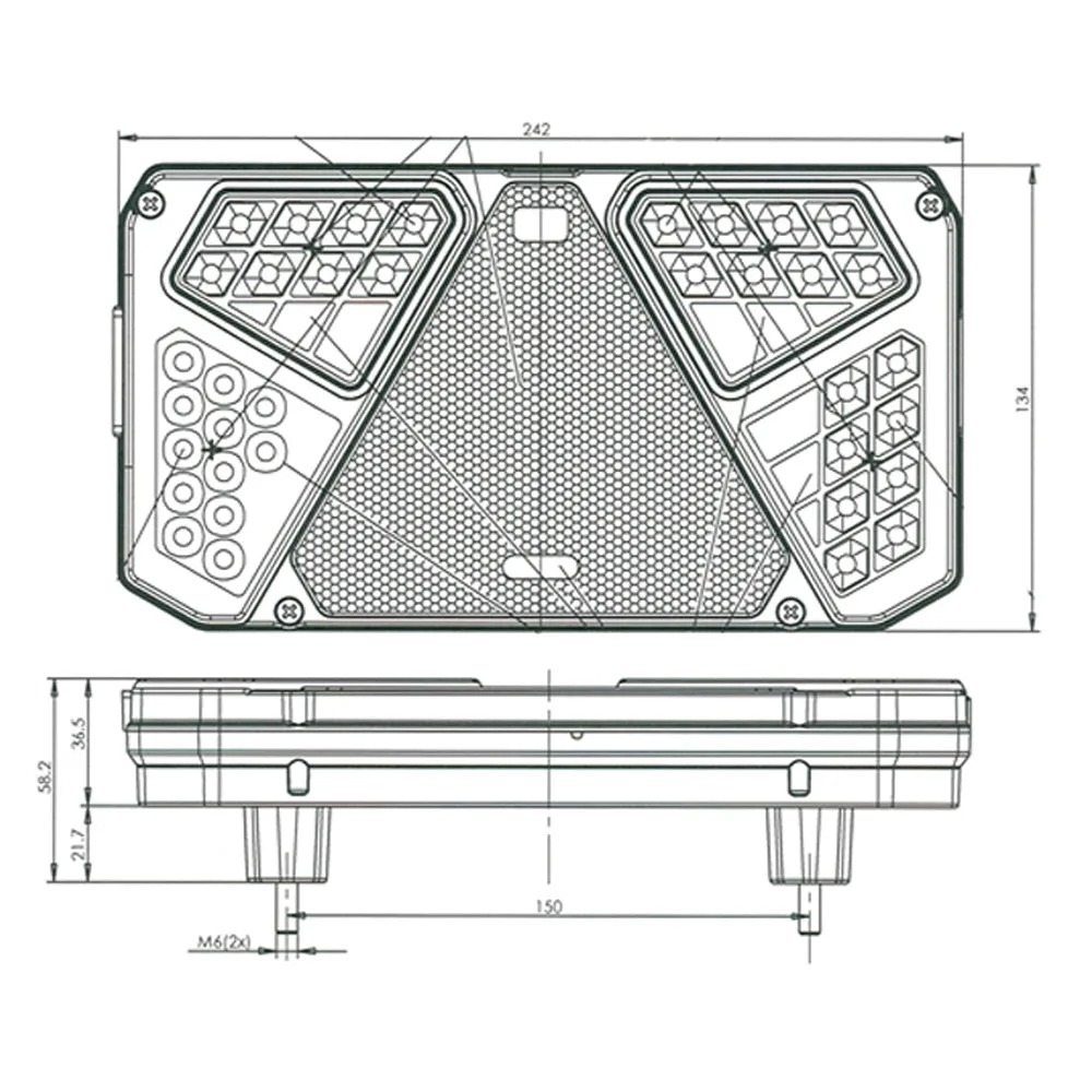 Trailer Rear Light IP68 LED 6 Function - Maypole MP8826BR