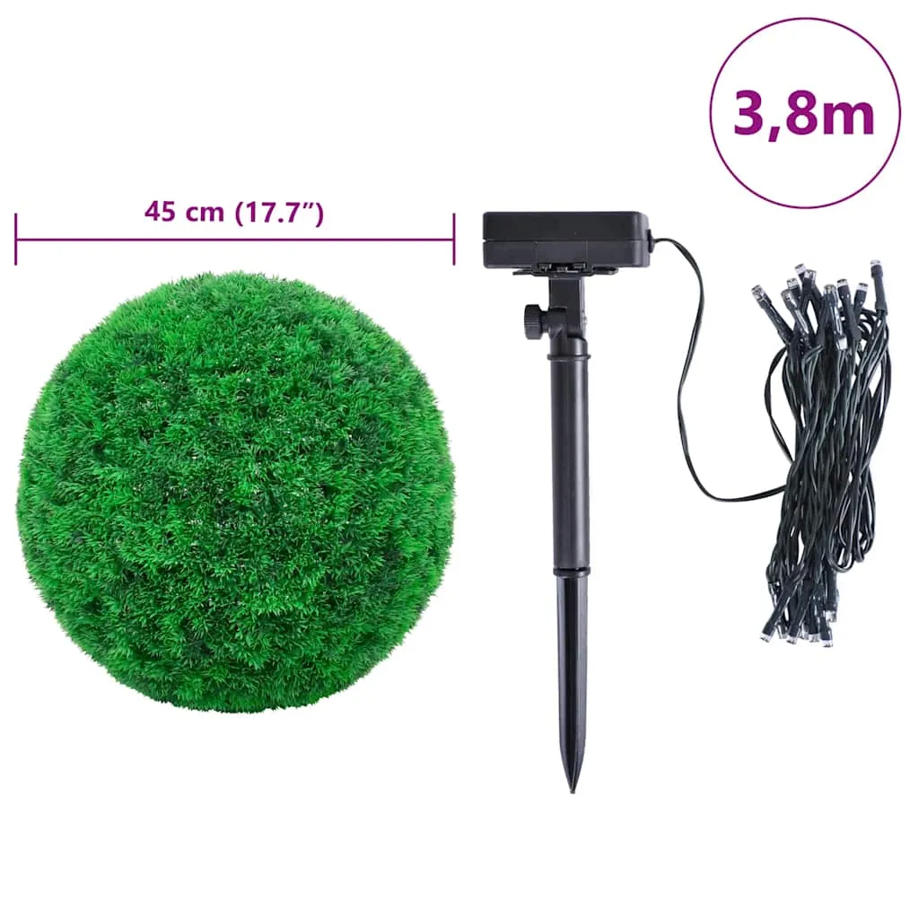 vidaXL Artificial Boxwood Balls with LED Lights 2 pcs Green 45 cm