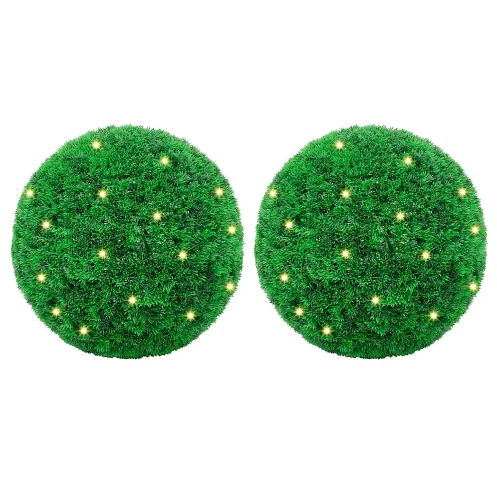 vidaXL Artificial Boxwood Balls with LED Lights 2 pcs Green 45 cm