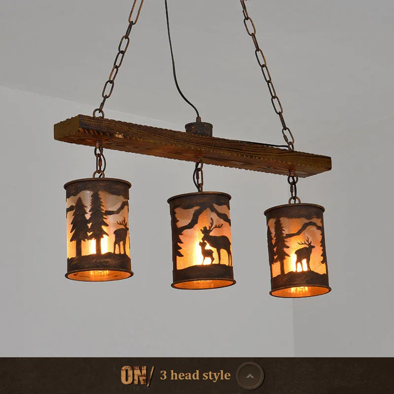 Vintage Industrial Style Creative Restaurant Pendant Lamps Cafe Bar Table Table Pendant Light Personalized Wood Antique Lamps