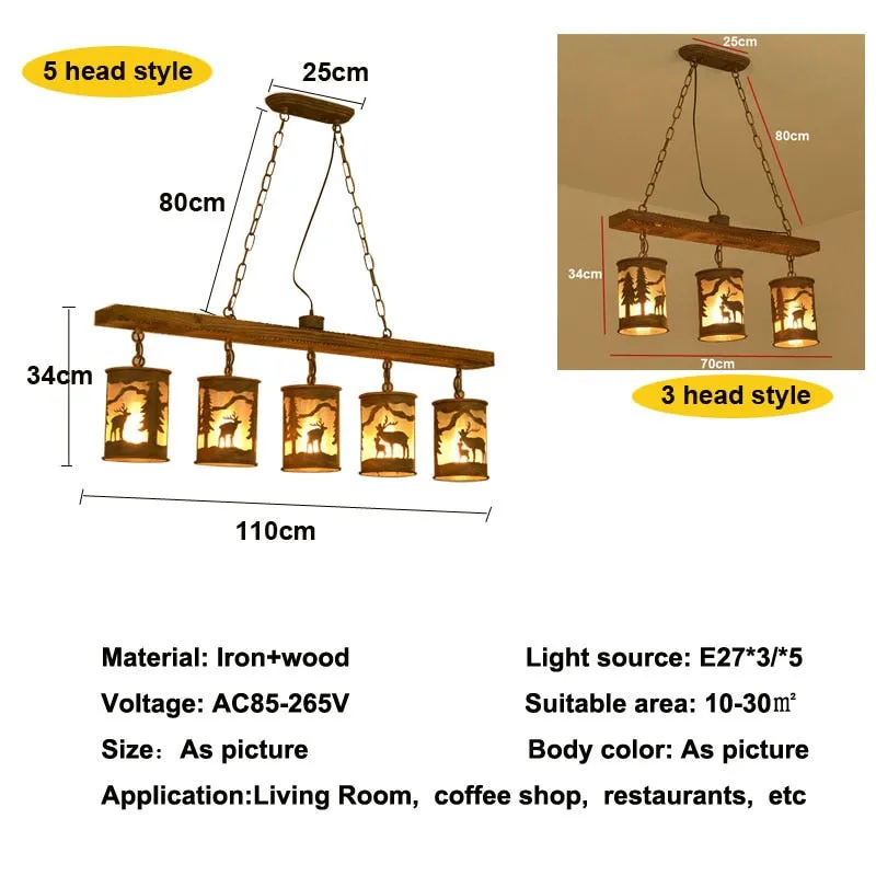 Vintage Industrial Style Creative Restaurant Pendant Lamps Cafe Bar Table Table Pendant Light Personalized Wood Antique Lamps