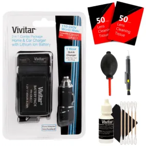 Vivitar Rechargeable Replacement Battery Canon LP-E17   Lens Pen   Dust Blower   100 Lens Tissue   3pc Cleaning Kit