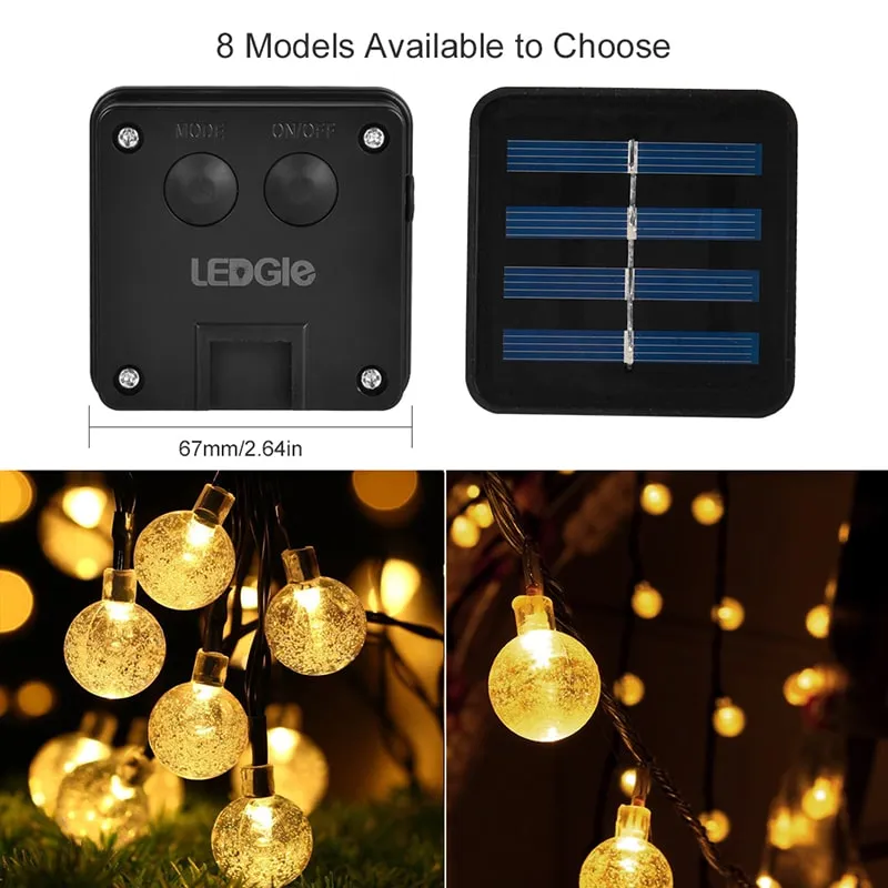 Waterproof Globe 8 Modes LED Solar String Lights