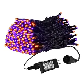 weillsnow Purple&Orange Halloween Lights, 200 LED 66Ft Plug in Waterproof Halloween String Lights, 8 Modes with Memory for Outdoor Indoor Garden Halloween Christmas Decorations (Orange&Purple, 66FT)