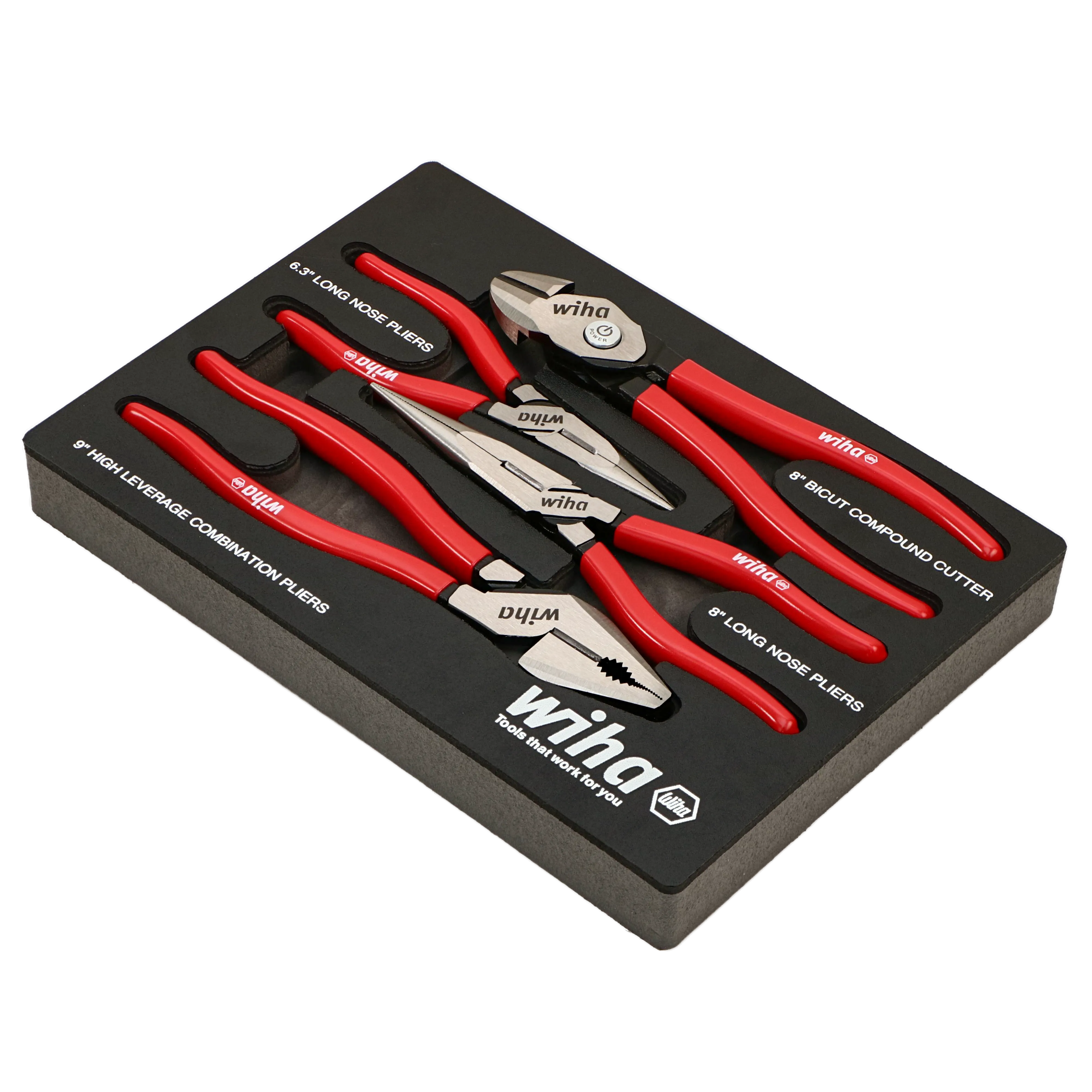 Wiha 34681 4 Piece Classic Grip Pliers and Cutters Tray Set