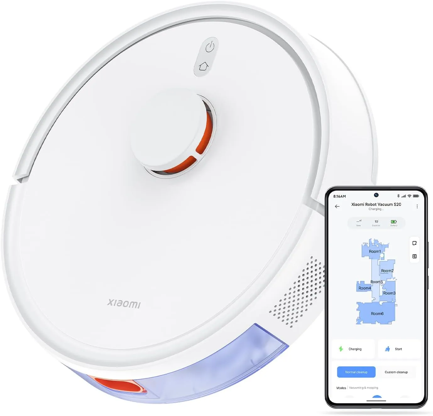 Xiaomi Robot Vacuum S20 White, 2000 Watts, 3 Functions, 6000 Pa